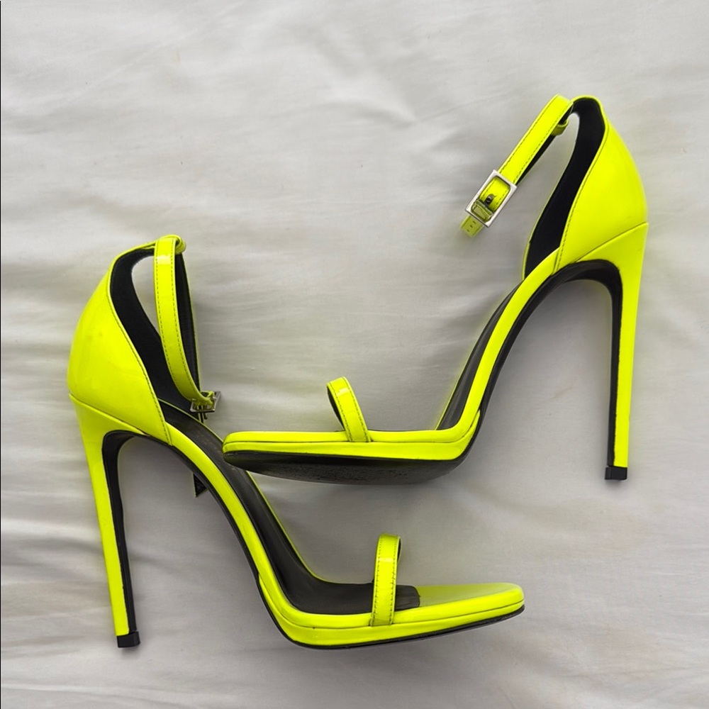 YSL Neon Yellow Stiletto Heels